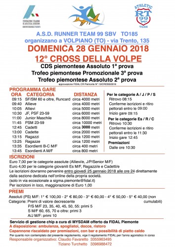 12° Cross della Volpe - 28 gennaio 2018