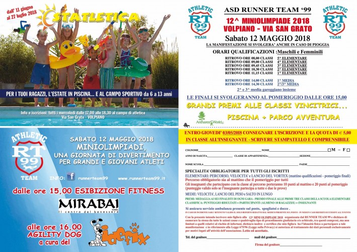 12ª Miniolimpiade – 12 Maggio 2018